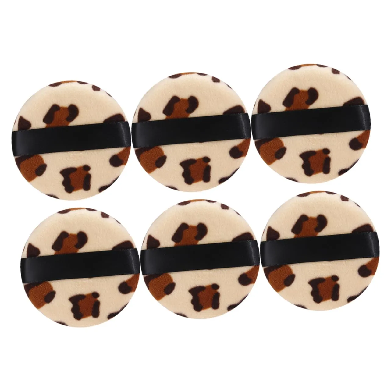 SOIMISS 6pcs Leopard Print Puff Powder Makeup Sponges Loose Puffer Cushion Puff Leopard Makeup Remover Pads Soft Makeup Sponges Makeup Make up Sponges Facial Sponges Synthetic Sponge