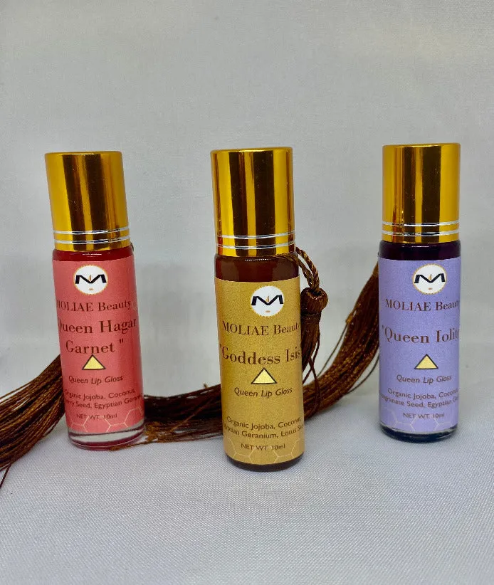Topaz Oasis Queen | Queen Hagar Garnet | Lip Oil Gloss | Strawberry Seed | Egyptian Geranium | Jojoba | Coconut