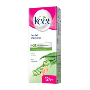 Veet Easy Gel Wax Strips for Body and Legs Dry Skin 12pcs