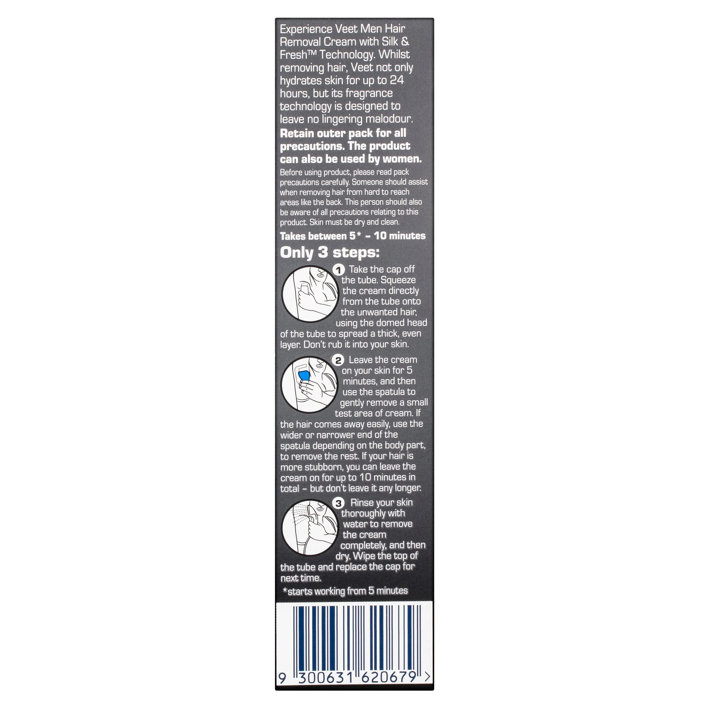 Veet Men Bodycurv Hair Removal Cream Sensitive Skin Underarm Dome Applicator 100ml