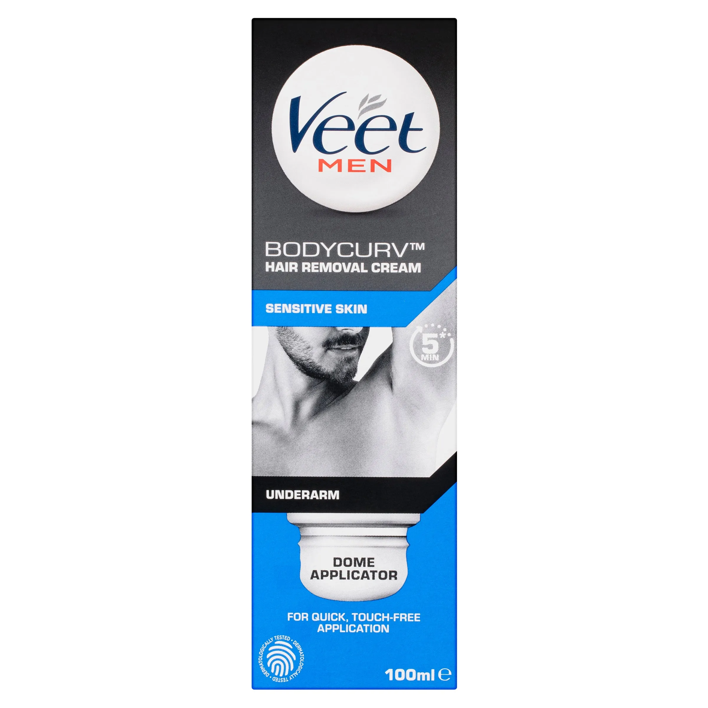 Veet Men Bodycurv Hair Removal Cream Sensitive Skin Underarm Dome Applicator 100ml