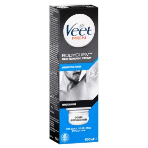 Veet Men Bodycurv Hair Removal Cream Sensitive Skin Underarm Dome Applicator 100ml
