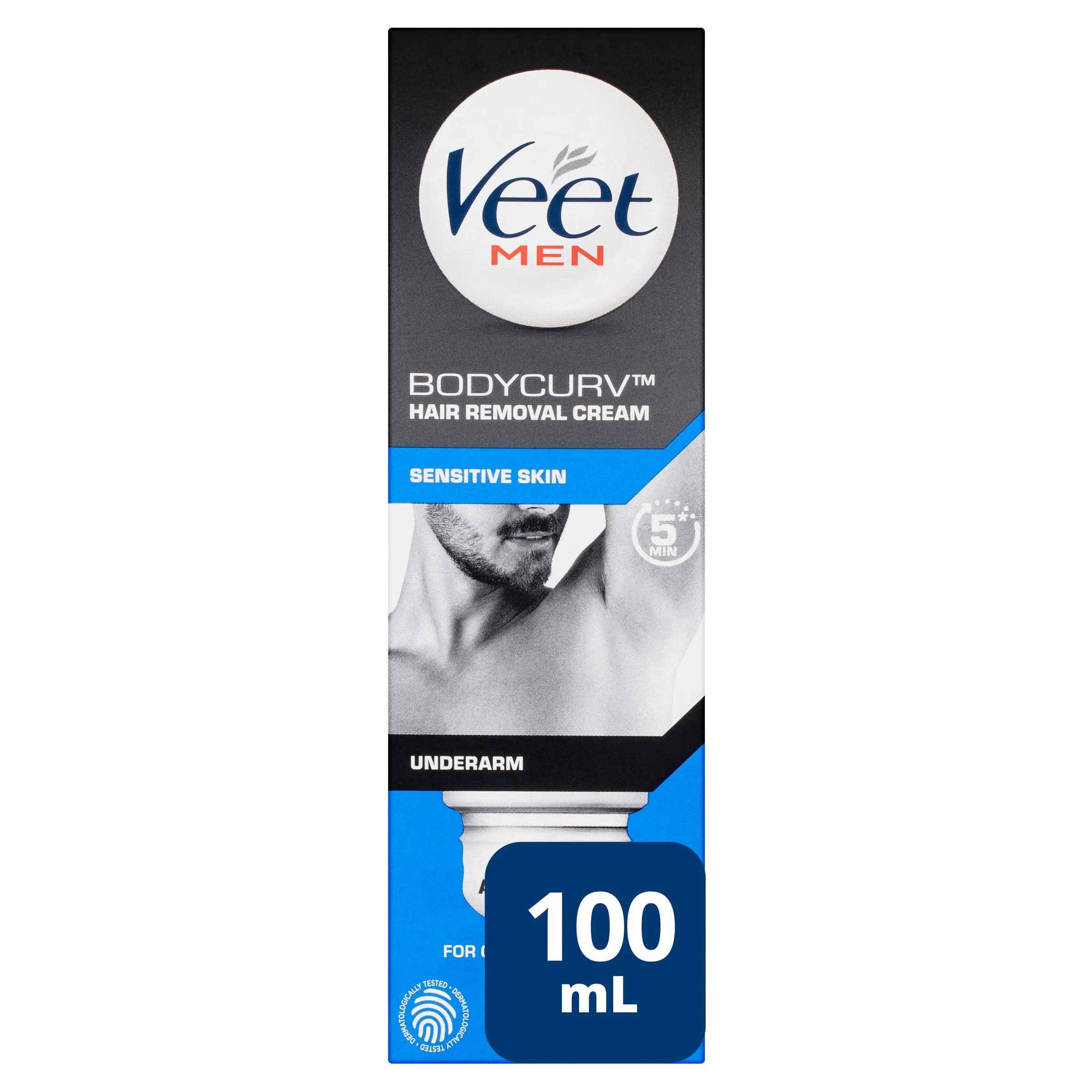 Veet Men Bodycurv Hair Removal Cream Sensitive Skin Underarm Dome Applicator 100ml