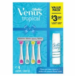 VENUS Gillette Venus Tropical Women's Disposable Razors, 4ct   Satin Care Ultra Sensitive Shave Gel