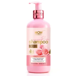 WOW Skin Science Himalayan Rose Shampoo with Rose Hydrosol, Coconut Oil, Almond Oil & Argan Oil - For Volumnising Hair, Anti Smelly Scalp - No Parabens, Sulphate, Silicones, Color & PEG - 300 ml